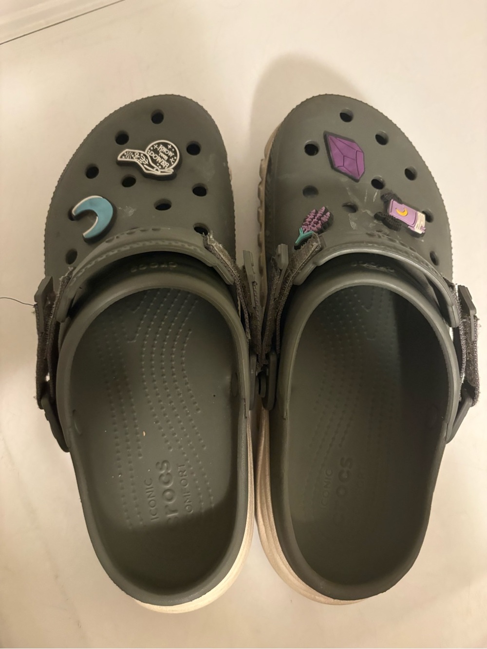 CROCS Grey Mules with Decorative Charms
